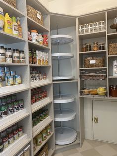 the pantry is stocked with all kinds of food