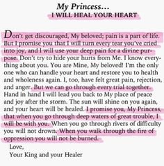 a letter from princess to her husband that says, i will heal your heart