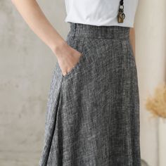 "You'll feel ultra chic and modern wearing the A Line skirt throughout the year, the long skirt will be a prefect on for your summer spring. DETAIL * 50% linen, 50% cotton * Two side pockets * Right Hidden Zipper closure * Back elastic waistband * Maxi linen skirt, long linen skirt * Ankle length effect * Perfect for Summer and spring * Machine Washable in Warm/Cold Water/Do not bleach /Mid-iron /Hang Dry * Great for Daily Wear/Wedding/Bridesmaid Dresses/Vacation/Date Night/Graduation Ceremony/C Casual Plain Skirt, Casual Gray Long Skirt, Fitted Gray Skort With Pockets, Casual Long Gray Skirt, Gray Flared Flowy Skirt, Gray Flowy Flared Skirt, Casual Long Skirt With Side Pockets, Fitted Gray Skirt With Pockets, Gray Fitted Skirt With Pockets