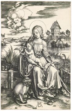 the virgin and child are depicted in this drawing