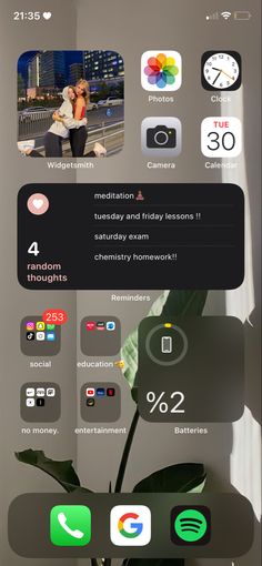 an iphone screen showing the home screen with icons on it and texting to each other