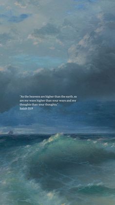 a painting with an ocean scene and a quote on it