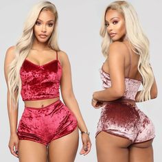 Velvet Two Piece Set, Lingerie Outfits, Sleepwear Sets, Pajama Set Women, Short Pajama Set, Short Shorts, Sleepwear Women, Pajamas Women, Lingerie Set