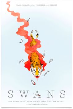 the poster for swans shows a tiger in red and orange