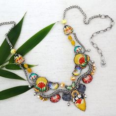 Ayala Bar Necklaces | Statement Necklace, Bright Sunset Unique Multicolor Jeweled Necklaces, Hand Painted Beads, 3d Jewelry, Bar Jewelry, Tropical Colors, Handmade Beads, Multi Strand, Bar Necklace, Jewellery Display