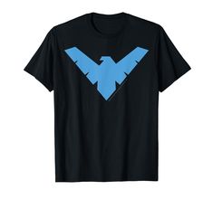 a black t - shirt with an image of a blue bird on it