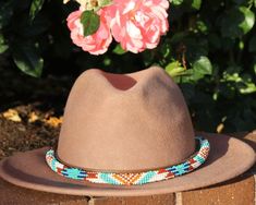 Aztec Dog, Navajo Pattern, Beaded Hat Bands, Beaded Dog Collar, Beaded Hat, Chapeau Cowboy, Leather Workshop, Western Hats, Leather Hats