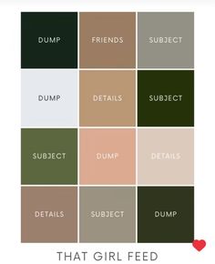 the color palette for that girl feed