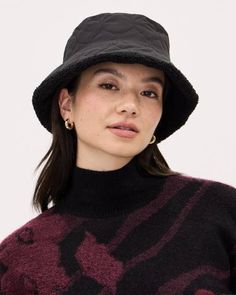 Add some style to your seasonal look with this trendy reversible bucket hat. The perfect fall accessory. 

- Sherpa fleece
- Quilted fabric
- Reversible
- One size Yoga Jeans, Reversible Bucket Hat, Quilted Fabric, Fall Accessories, Maternity Shops, Linen Shop, Black Hat, Sherpa Fleece, New Tops