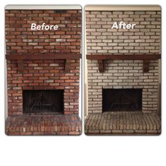 before and after brick fireplace remodel