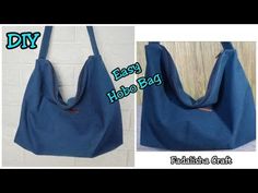 an image of a bag made out of blue denims with the words easy hobo bag written on it