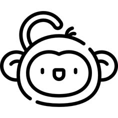 a black and white drawing of a monkey face