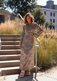 Daring Instincts Maxi Dress ACOA Chic Bell Sleeve Maxi Dress For Fall, Elegant Leopard Print Maxi Dress For Fall, Chic Leopard Print Maxi Dress For Fall, Fall Chic Leopard Print Maxi Dress, Leopard Print Maxi Dress For Fall, Center Of Attention, New Tops, Dress Collection, American Girl