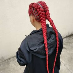 Braids Red Hair, Makijaż Sugar Skull, Box Braids Jumbo, Braids Jumbo, Red Curly Hair, Kanekalon Hairstyles, Goddess Braids Hairstyles, French Braid Hairstyles, Hair Stylies