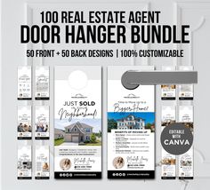 the real estate agent door hanger bundle is shown in front of a white background