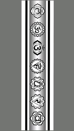 the seven chakras are depicted in this black and white photo, with an ornate border