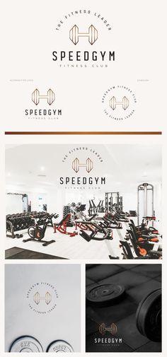 the logo for speed gym is shown in three different colors and font options, including black and white