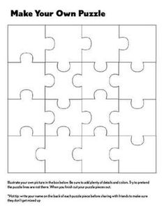 a puzzle piece is shown with the words make your own puzzle on it's side