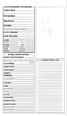 the worksheet is filled with information for each child's body and feelings