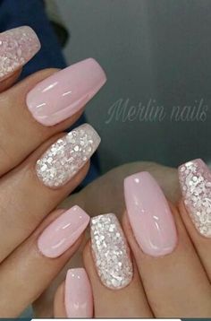 Nails For Bride, Wedding Nails Glitter, Art Designs Ideas, Glitter Gel Nails, Wedding Nails For Bride, Nails Wedding, Bride Nails