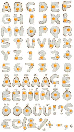 some type of alphabet with eggs on it