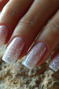 Manicure Nail Designs, Ombre Nails Glitter, French Manicure Nails, Spring Nail Designs, Fancy Nails Designs, Bride Nails, Nail Designs Glitter, Spring Nail, Dipped Nails