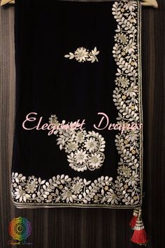 Whatsapp on +91 9004052223 or visit www.eleganttdrapes.com  #saree #sari #sarees #love_yourself #onlineshopping #onlinebusiness #onlinemarketing #indianfashion  #indianwedding #indianwear #indianbride   #textile #indian #love_yourself #ethnic #embroidery Indian Embroidery Designs, Mirror Work Saree, Gota Patti Saree, Embroidery Suits Punjabi, Zardozi Work, Zardozi Embroidery, Gotta Work, Gotta Patti