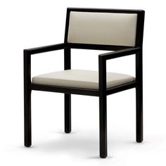 a black and white chair with beige upholstered backrests on an isolated white background