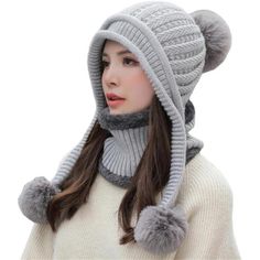 Stay Warm And Stylish: Embrace Winter With Our Beanie Hat And Neck Circle Scarf Set, Expertly Designed For Unmatched Warmth And Comfort. Crafted From Soft, Chunky Acrylic And Featuring A Plush Fleece Lining, This Dual-Layered Knit Construction Provides Excellent Insulation Against The Cold. Perfect Fit For All: Made From Stretchy Cable-Knitted Acrylic Fabric, This Set Ensures A Comfortable Fit For Most Adult Heads. The Cleverly Designed V Shape At The Back Accommodates Ponytails, Making It A Ver Winter Beanie Hat, Hat And Scarf Sets, Ski Hats, Circle Scarf, Winter Hats Beanie, Acrylic Fabric, Winter Beanie, Scarf Set, Beanie Hat