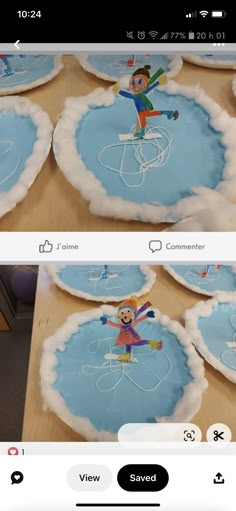 two screenshots of children's drawings on paper plates