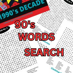 the front cover of 90's words search