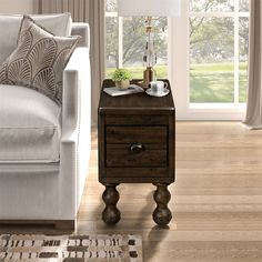 a living room scene with focus on the end table