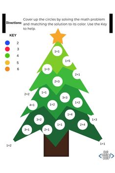 a christmas tree is shown with numbers on the bottom and one in the top corner