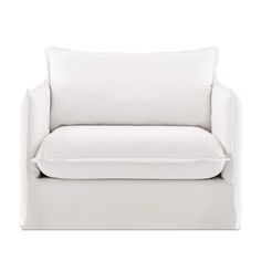 a white chair with a pillow on the armrests and an open seat cushion