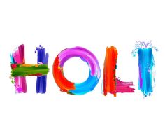 the word holi spelled with colorful paint