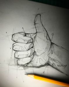 a pencil drawing of a hand giving the thumbs up sign