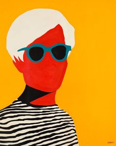 a painting of a woman with sunglasses on her face and hair in the shape of a man's head