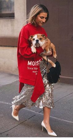 Red And Silver Outfit Ideas, Silver And Red Outfit, Cool Street Fashion, Mode Vintage, Street Chic, Looks Style, Silver Glitter