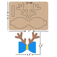 a wooden cutting board with reindeer antlers on it and the measurements for each piece