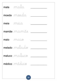 the spanish language worksheet is shown in blue and white, with words that spell out