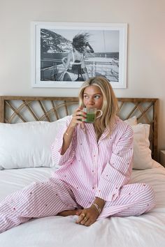 Long Pajama Set – STARFIT Eloise At The Plaza, Pink Pjs, Pajamas Aesthetic, Pajamas Long Sleeve, All Over Embroidery, Cute Pajama, Fabric Pants, Bridesmaid Pyjamas, Cute Pajama Sets