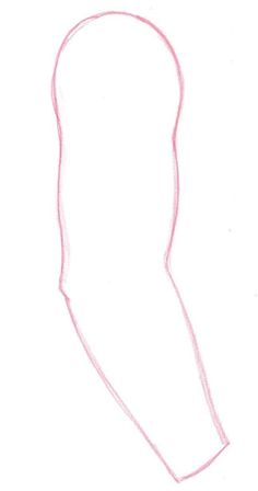 a pencil drawing of a long arm on a white paper with red writing in it