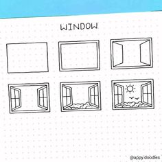 an open window with four different windows drawn on the paper, and one is empty