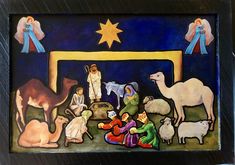 the nativity scene is depicted in this painting