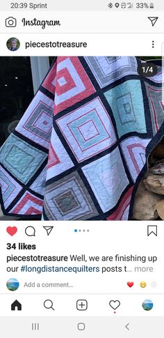 two tweets are on twitter and one is holding a quilt