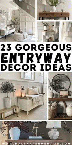 entryway decor ideas - small entry Transitional Entryway Decor, Front Hall Decor, Large Entryway Ideas, Modern Farmhouse Foyer, Entry Table Decor Ideas, Ideas For Entryway, Entrance Ideas Entryway, Entryway Ideas With Bench