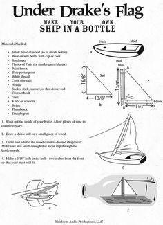 an instruction manual for making a boat that is shaped like a sailboat and has the instructions to make it in a bottle