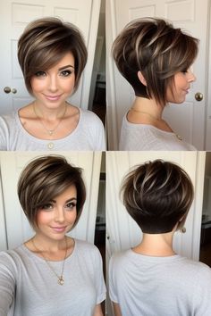 Brunette Balayage Hair Caramel, Hair Caramel Balayage, Layers Brunette, Cute Short Hairstyles For Women, Bob Short Hairstyles, Cute Short Hairstyles, Hair Dues, Hair Caramel, Nice Hairstyles