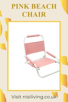 the pink beach chair is in front of a white background