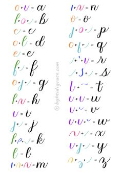 the letters and numbers that are written in different colors, with one letter at each end